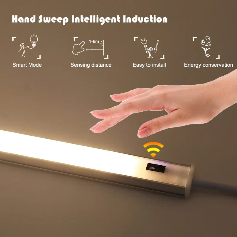 DecorBites™ LED Under Cabinet Light Hand Sweep PIR Motion Sensor Wardrobe Lamp