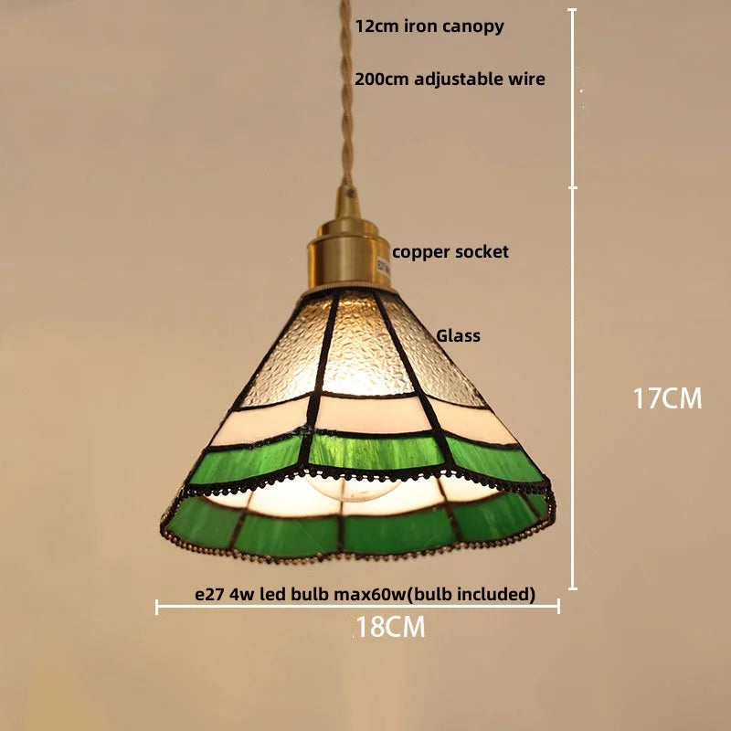 DecorBites™ Glass LED Pendant Lamp Tiffany Style Hand Stitch Dining Room Lights