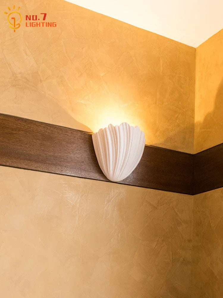 DecorBites™ French Medieval Shell Gypsum Wall Lamp LED G9 Designer Retro for Living Room & Bedroom