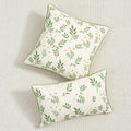 DecorBites™ Daisy Floral Green Leaves Embroidery Cushion Cover for Living Room Bedroom