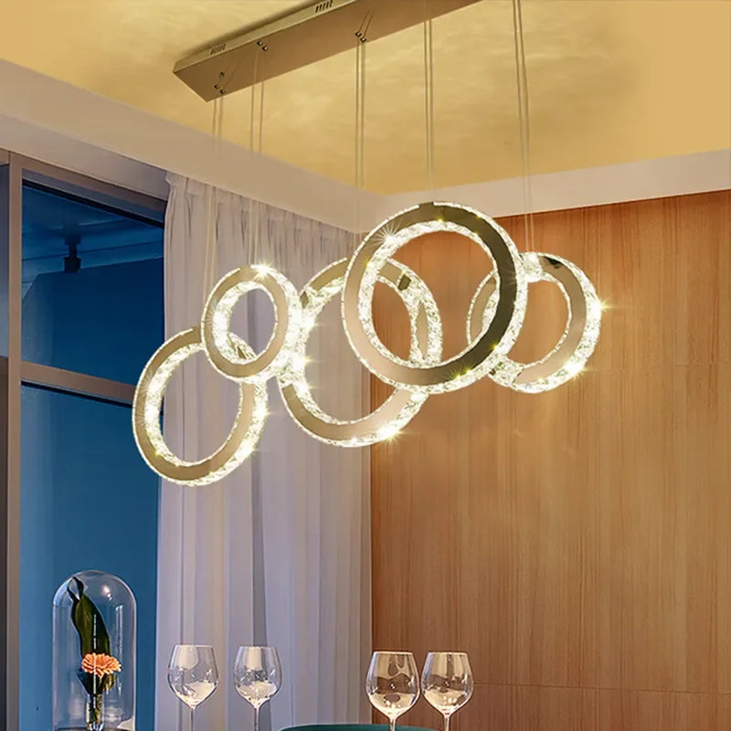 DecorBites™ Crystal Circle LED Pendant Chandelier for Dining Room