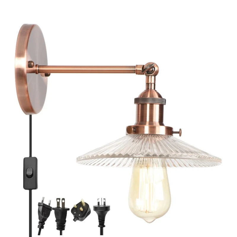 DecorBites™ Industrial Loft LED Wall Light for Bedroom, Bathroom, Stairs - Plug In Iron Lamp