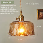 Vintage Amber Glass Pendant Light With Brass Detail