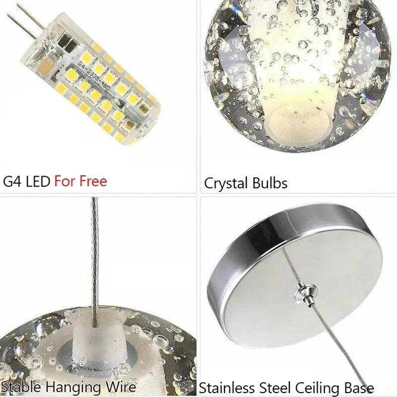 DecorBites™ Crystal Ball Chandelier Pendant Light for Staircase Hallway Bar Décor