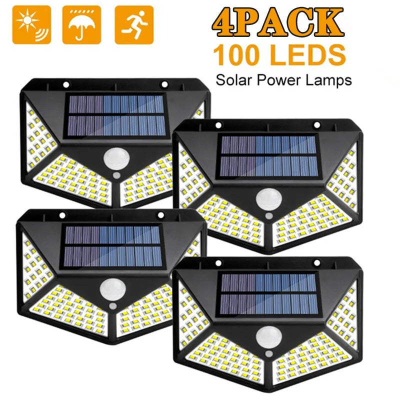 DecorBites™ 100 LED Solar Wall Lights Outdoor with PIR Motion Sensor for Garden Street Security