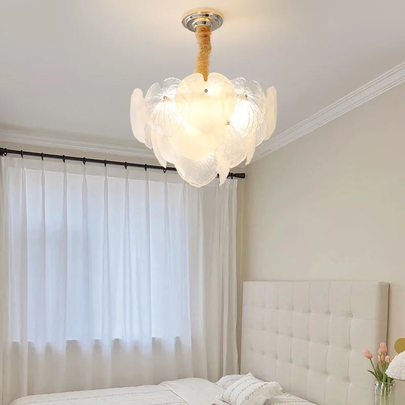 DecorBites™ French Cream Crystal Chandelier for Luxury Living Room, Net Red Feather Design