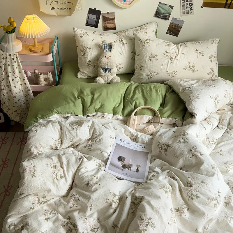 غطاء لحاف فردي بتصميم زهور كورية من DecorBites™: راحة مميزة، لجميع الفصول، لطيف على البشرة