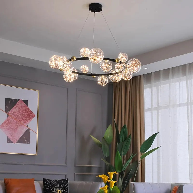 DecorBites™ Crystal Chandelier: Modern Stair Pendant Lamp for Living Room, Interior Lighting
