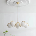 Modern Round Glass Pendant Light in Iron and White