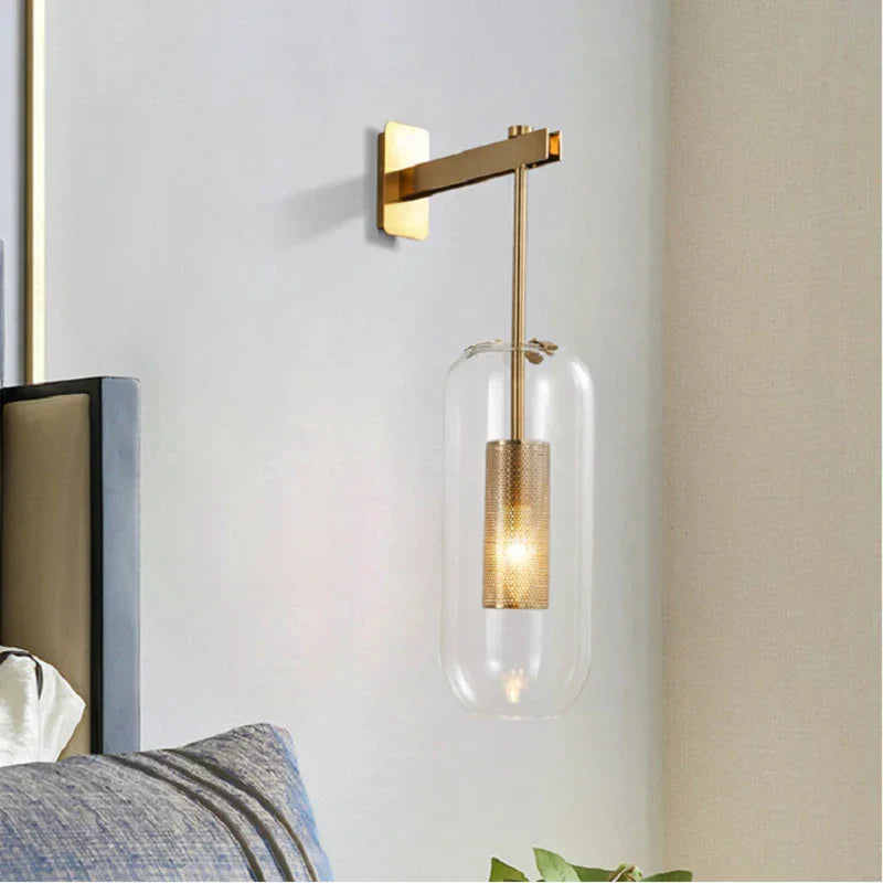 DecorBites™ مصباح حائط زجاجي ذهبي للحمام والمنزل والفنادق