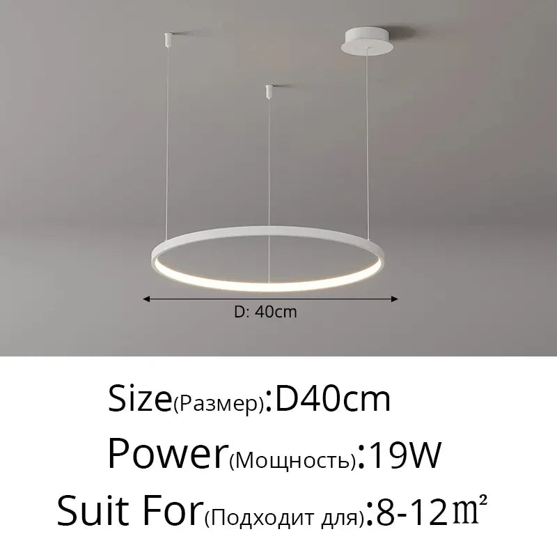 مصباح قلادة حلقي LED أكريليك DecorBites™، تصميم حديث بسيط للثريا الفنية