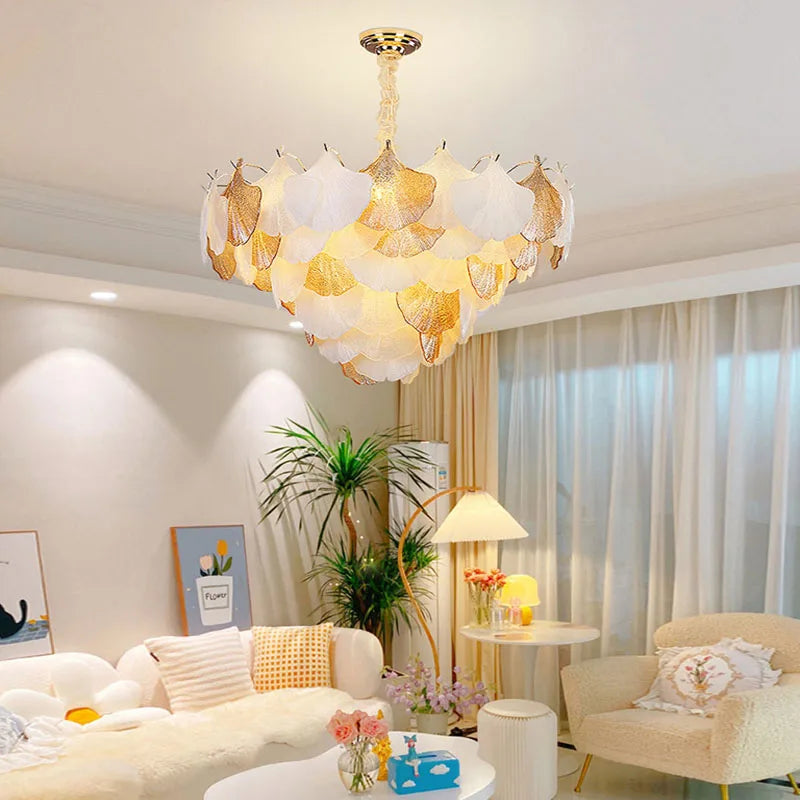 DecorBites™ Ginkgo Art Deco Dimmable Chandelier for Dinning Room