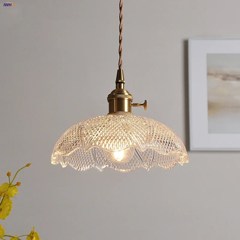 DecorBites™ ثريا معلقة من الزجاج الشفاف LED، مصباح نحاسي بتصميم نورديك لغرفة الطعام والمطبخ