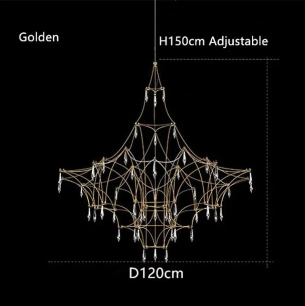 Italian Minimalist Crystal Pendant Light in Silver or Gold