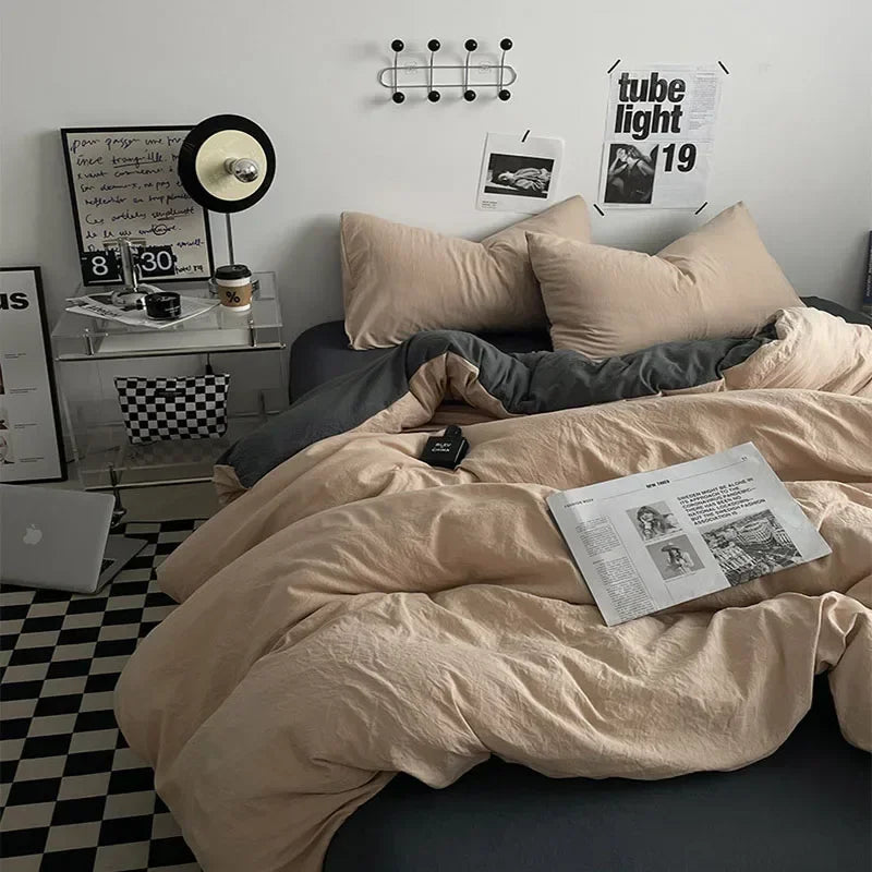 DecorBites™ Cotton Bedding Set with Comforter Cover, Sheet, and Pillowcase Set