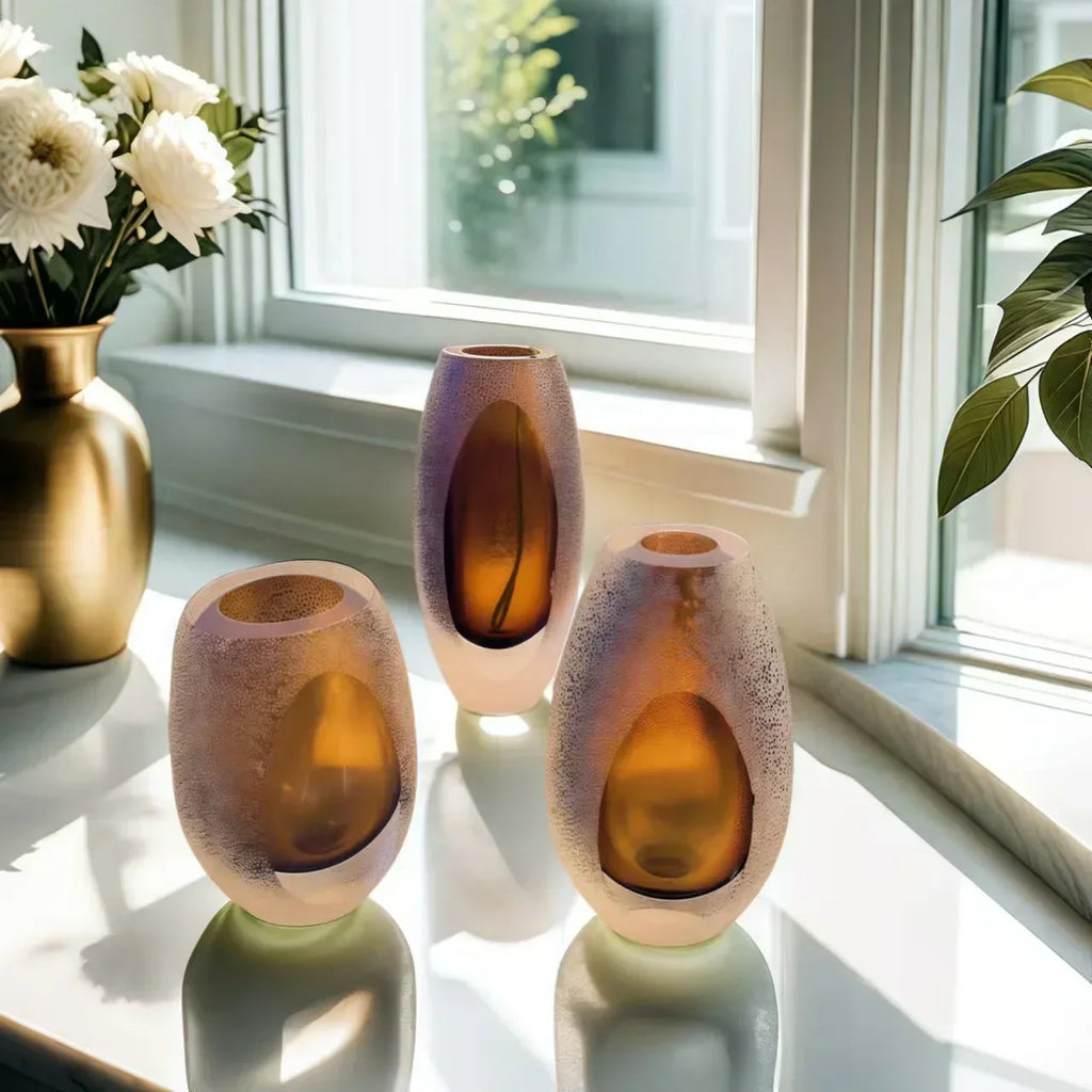 DecorBites™ Frosted Glass Vase Home Decoration Floral Arrangement Hydroponics Terrarium Jar