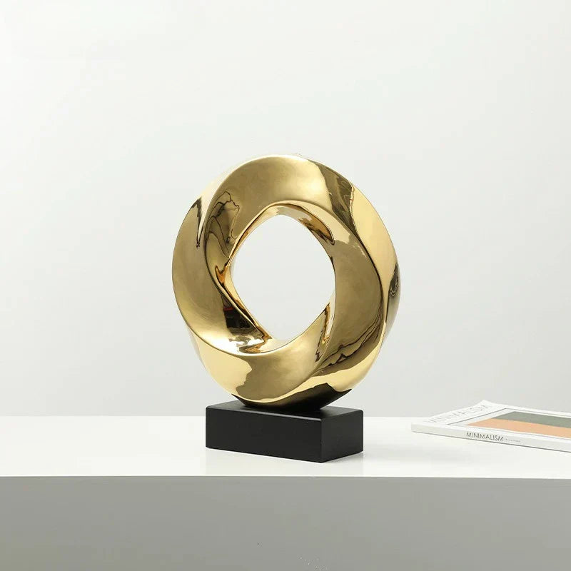 DecorBites™ Geometric Gold Ring Hollow Decor Figurines Home Accessory