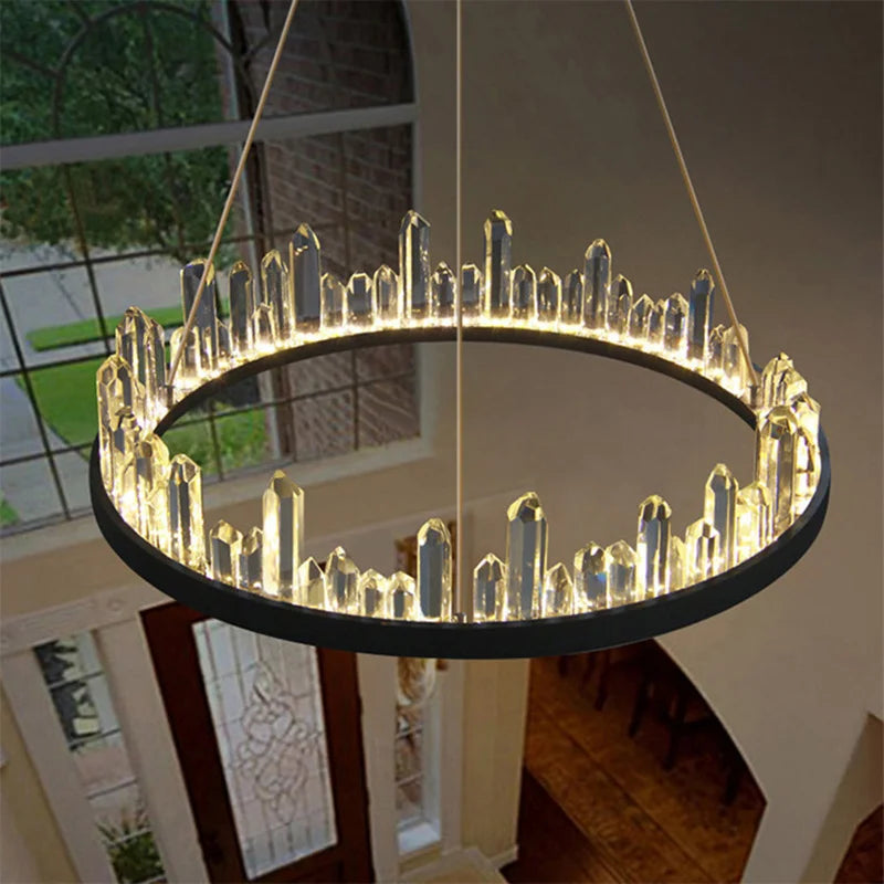 DecorBites™ Crystal LED Pendant Lights: Modern Gold Black Industrial Lamp