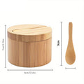 DecorBites™ Bamboo Seasoning Box with Spoon - Rotating Cover Spice Container