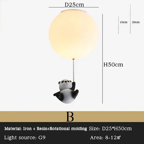 نجفة سقف LED بتصميم دب للأطفال من ديكور بايتس™، مصباح معلق لطيف لغرفة نوم الأولاد والبنات