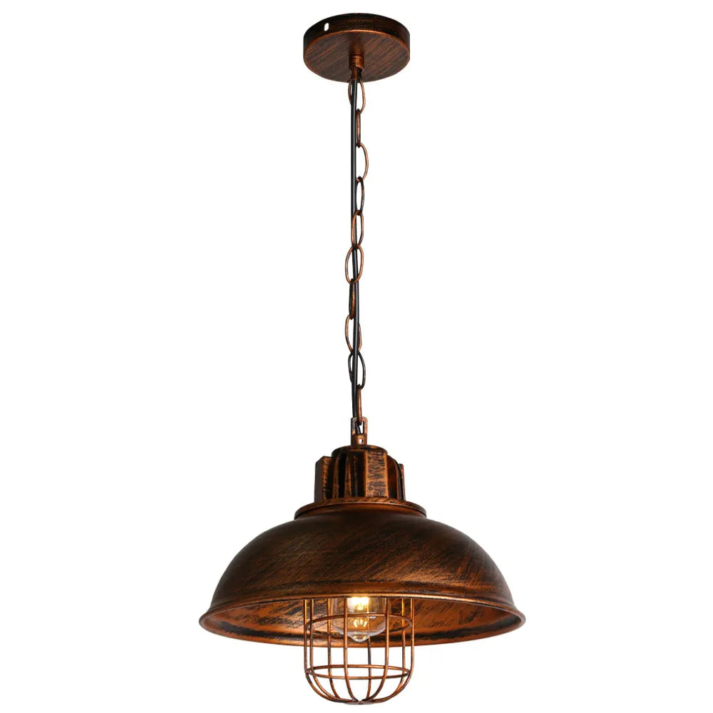 Vintage Black Metal Dome Pendant Light
