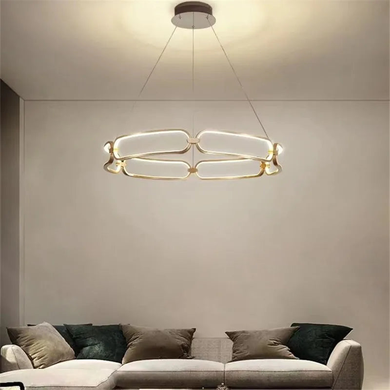 DecorBites™ Adara Luxury LED Chandelier: Modern Ring Light for Home Interior Decoration