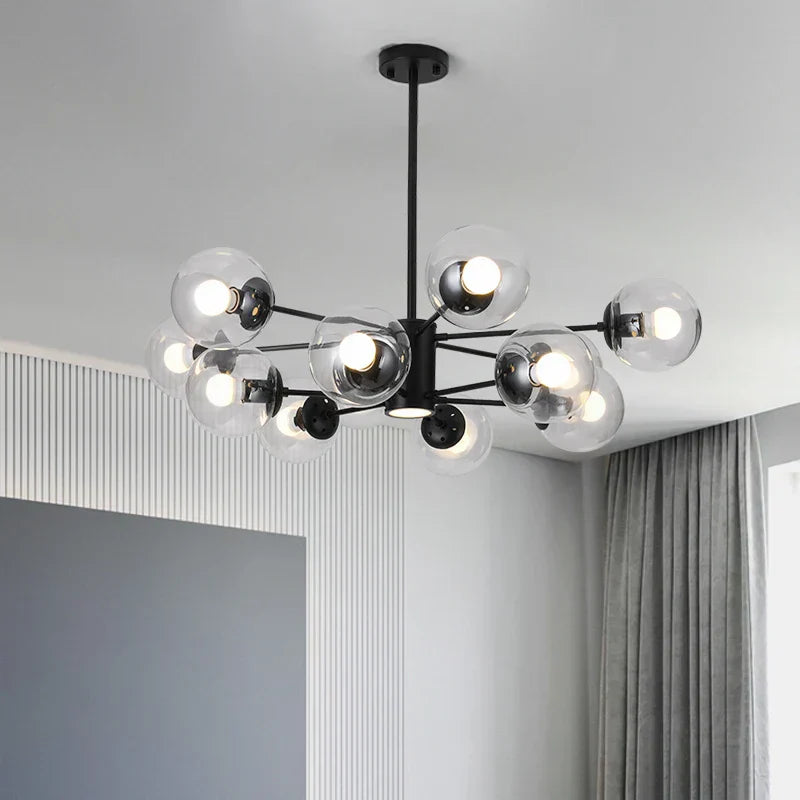 DecorBites™ Glass Ball LED Chandelier for Bedroom Dining Room - Elegant Ceiling Pendant Lamp
