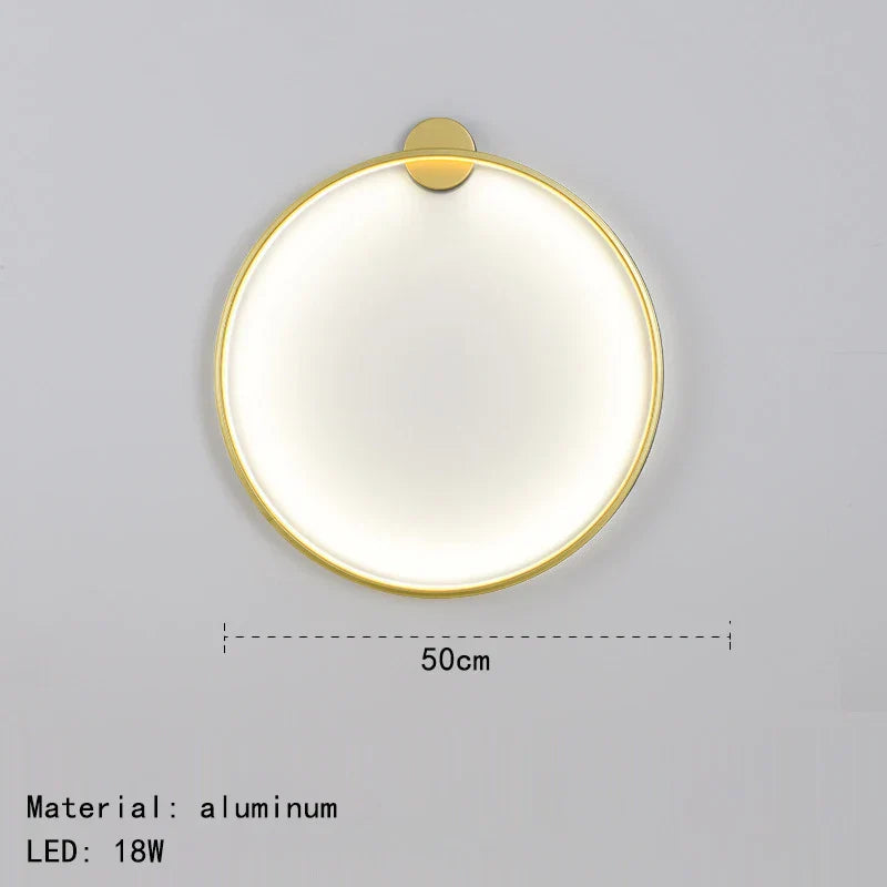 DecorBites™ مصباح حائط LED ذهبي أسود على شكل حلقة لغرفة المعيشة وغرفة النوم