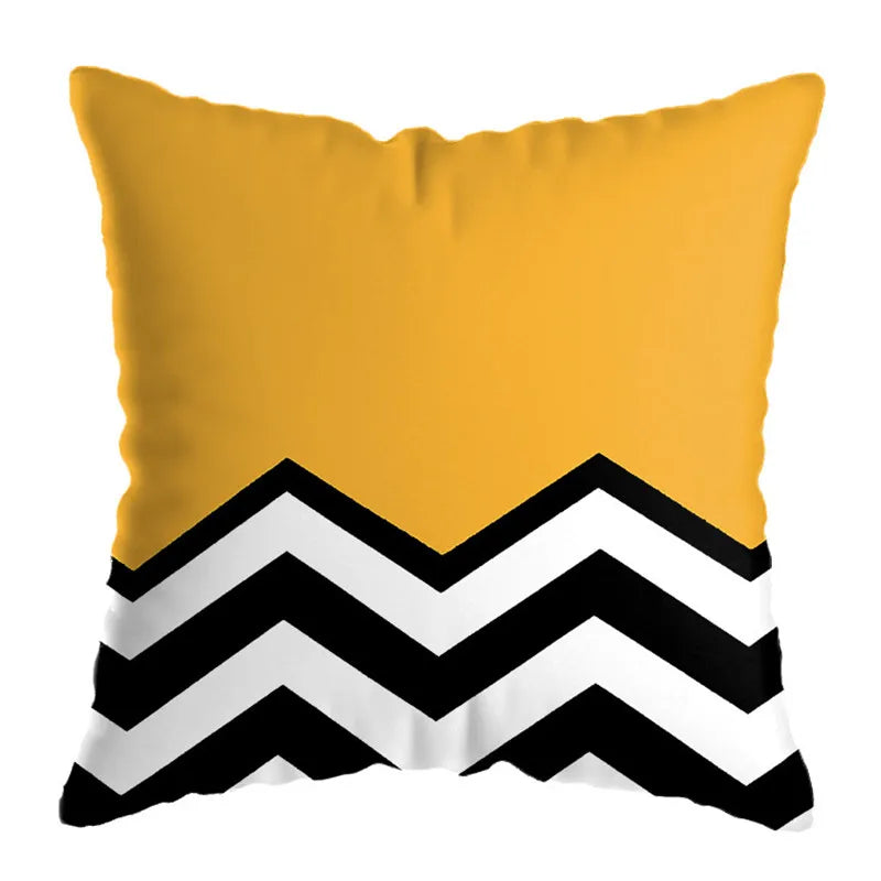 DecorBites™ Geometric Deer Print Pillowcase 45x45cm - Yellow Home Decor