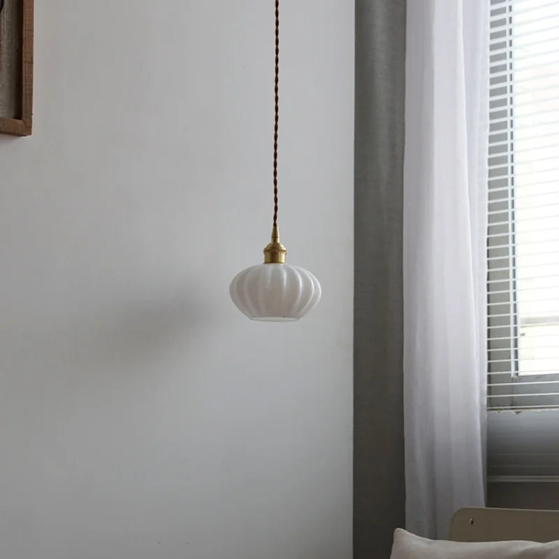 DecorBites™ Copper White Glass LED Pendant Lamp for Modern Living Room Decor