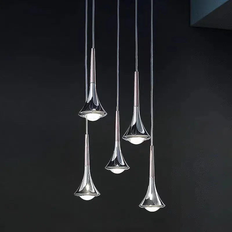 DecorBites™ LED Studio Rain Staircase Chandelier: Nordic Indoor Lighting, Creative Design for Bar Island
