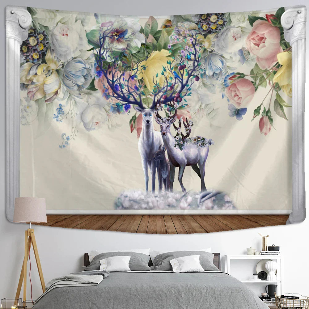 DecorBites™ Elk Tapestry Wall Hanging Mystical Starry Sky Home Decor