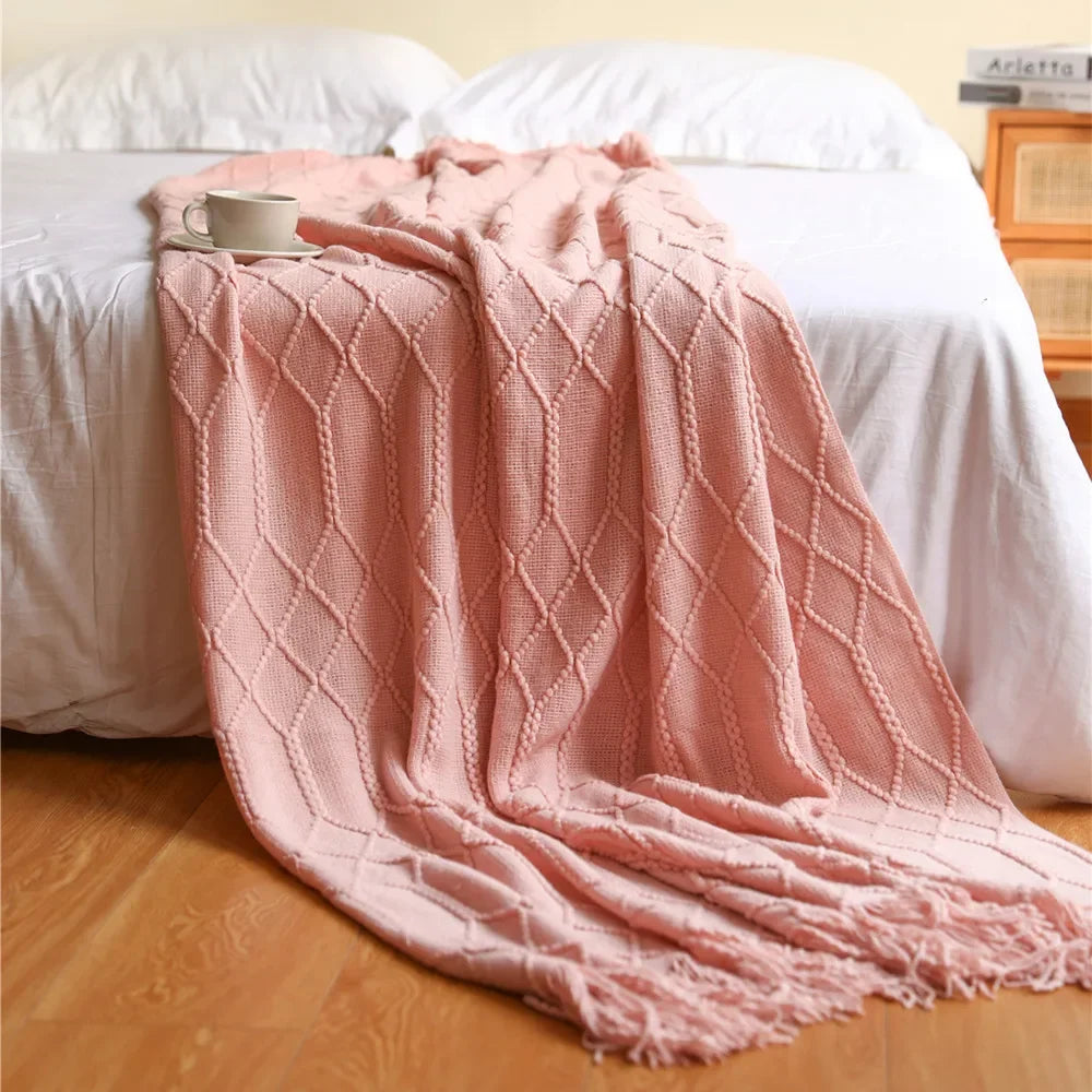 DecorBites™ Cozy Knitted Sofa Blanket - Winter Home Office Nap Comfort