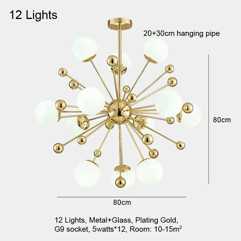 مصباح زجاجي متدلي ذهبي بتقنية LED من DecorBites™‎ للإضاءة الداخلية العصرية