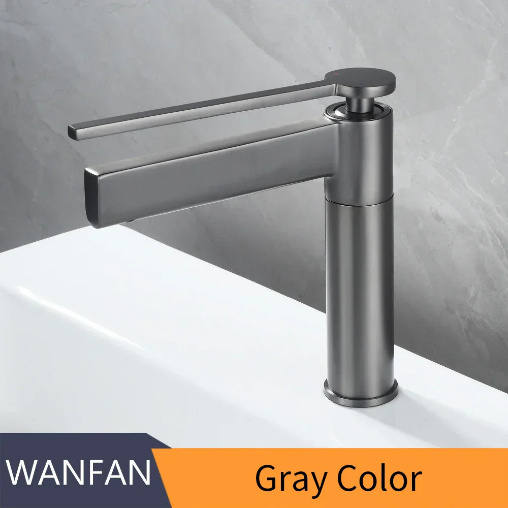 DecorBites™ Basin Faucet: Single Handle Deck Mounted Brass Bathroom Mixer for Sink - Hot/Cold