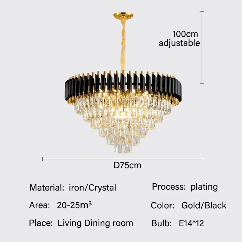 DecorBites™ Crystal LED Pendant Chandelier: Modern Luxury Living Room Dining Lighting Fixture