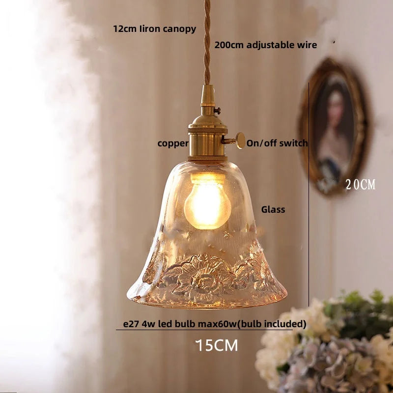 DecorBites™ Bubble Glass Ball LED Pendant Lamp with Copper Knob Switch - Nordic Modern Home Decor