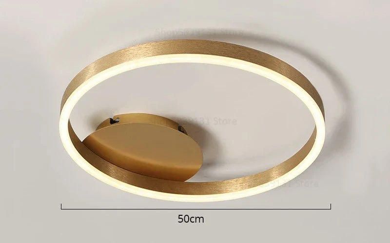 DecorBites™ مصباح سقف LED دائري ذهبي للقهوة مع غطاء مصباح أكريليك - وحدة إضاءة إبداعية لغرفة المعيشة