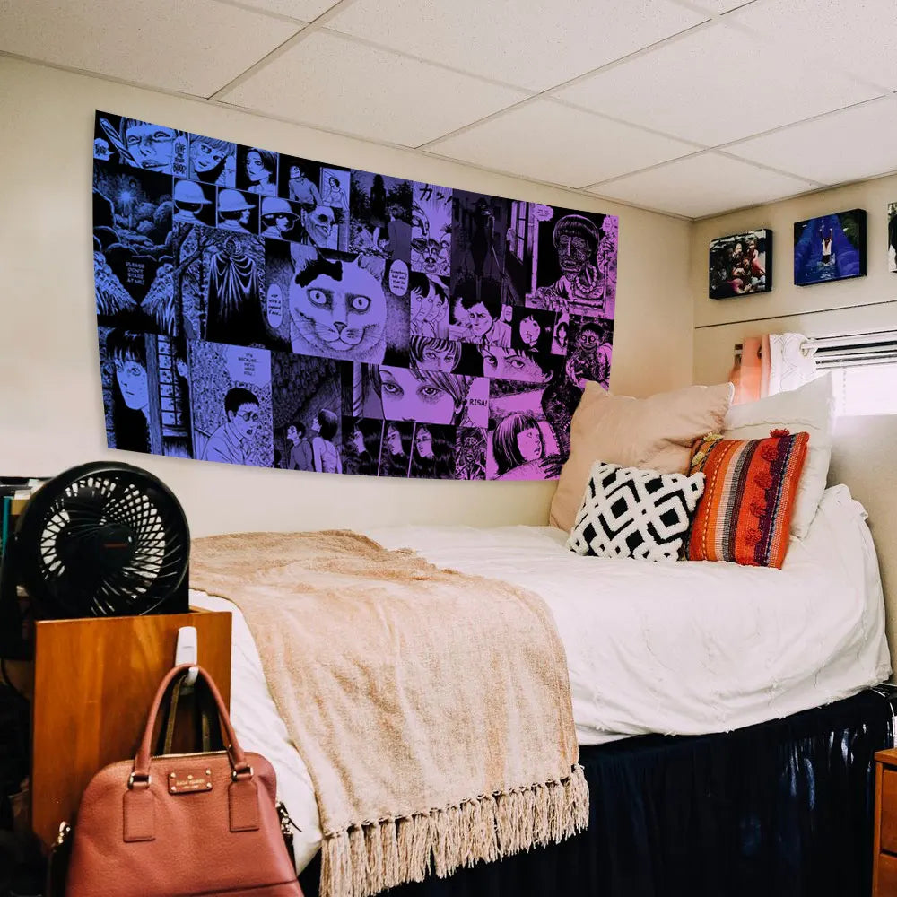 بساط حائط DecorBites™ بتصميم المانجا اليابانية المرعبة لديكور السحر المخيف الجمالي