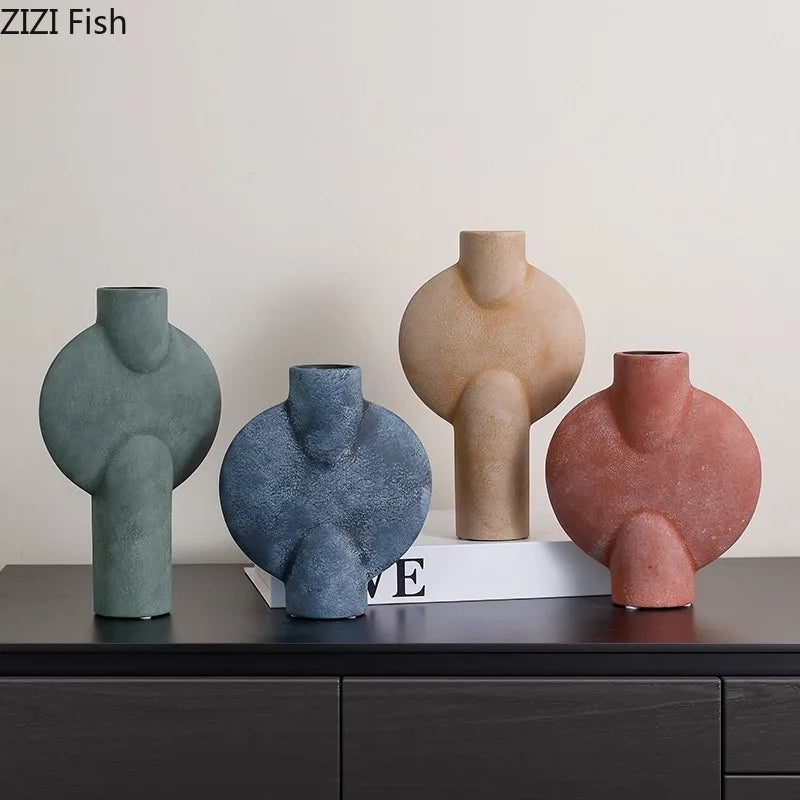 DecorBites™ Geometric Ceramic Vase for Stylish Floral Arrangements