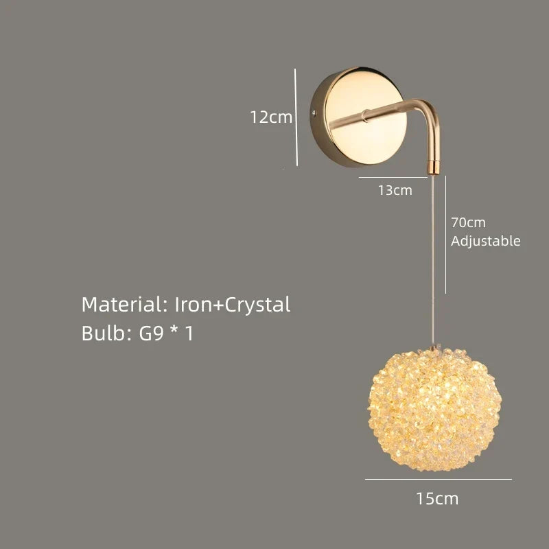 DecorBites™ Crystal Gold Ceiling Light for Bedroom Dining Room G9 Bulb