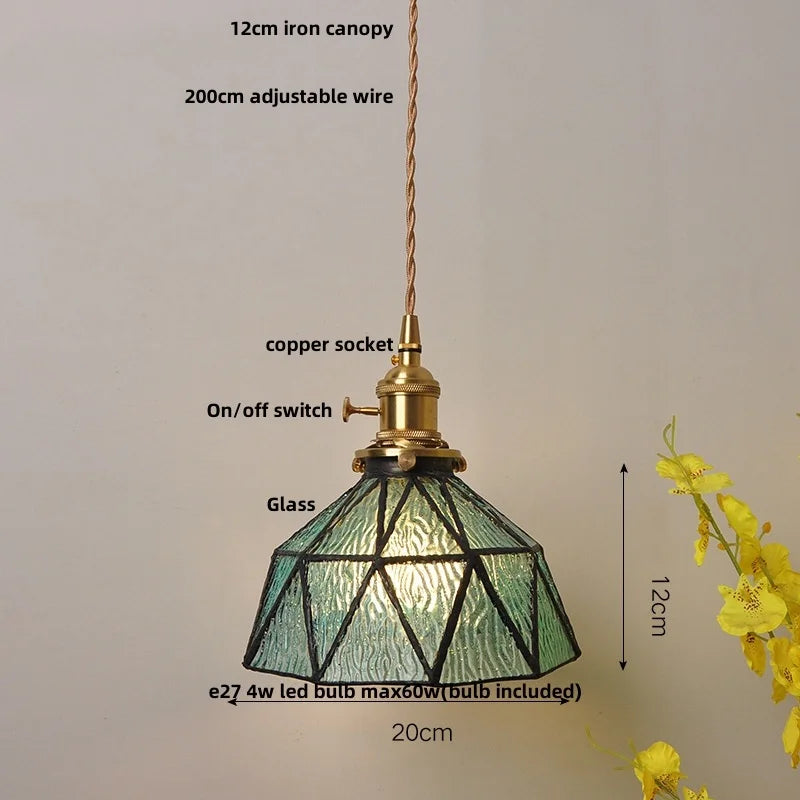 DecorBites™ Glass LED Pendant Lamp: Handmade Japanese Style Adjustable Hanging Light Fixtures