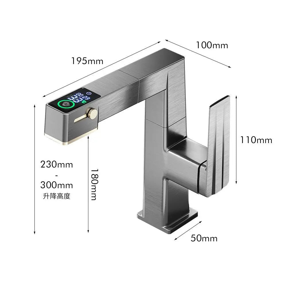 DecorBites™ LED Basin Faucet Pull Out Mixer Tap Hot Cold Water Bathroom Sink Vanity