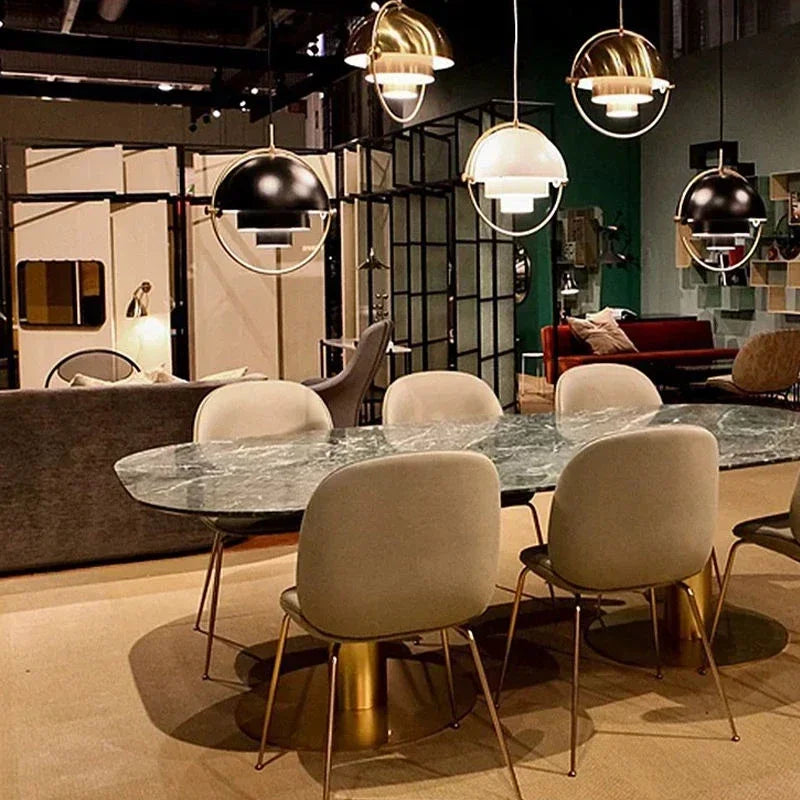 Danish Iron And Glass Pendant Light in Gold or Chrome