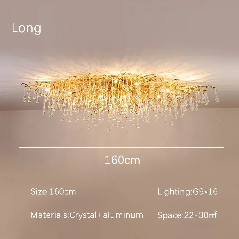 DecorBites™ Golden Chandelier Modern Luxury LED Glossy Ceiling Lamp
