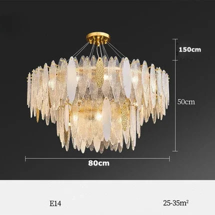 ثريا زجاجية ذهبية بإضاءة ليد من DecorBites™ لغرفة الطعام والمعيشة وغرفة النوم_الكلمة الرئيسية: مصابيح متدلية