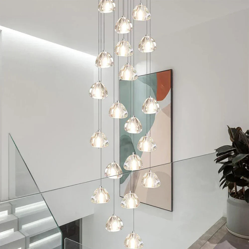 DecorBites™ Crystal Ball Chandelier: Modern LED Stair Chandelier for Living Room and Kitchen