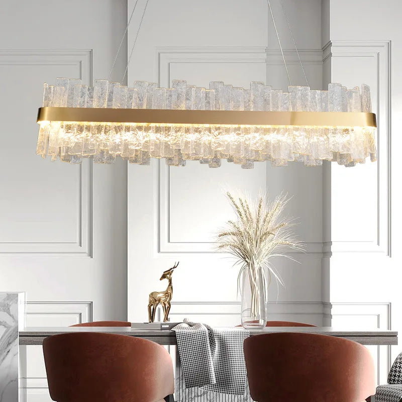 DecorBites™ ثريا كريستال ذهبية متدلية بتقنية LED - إضاءة زجاجية عصرية فاخرة