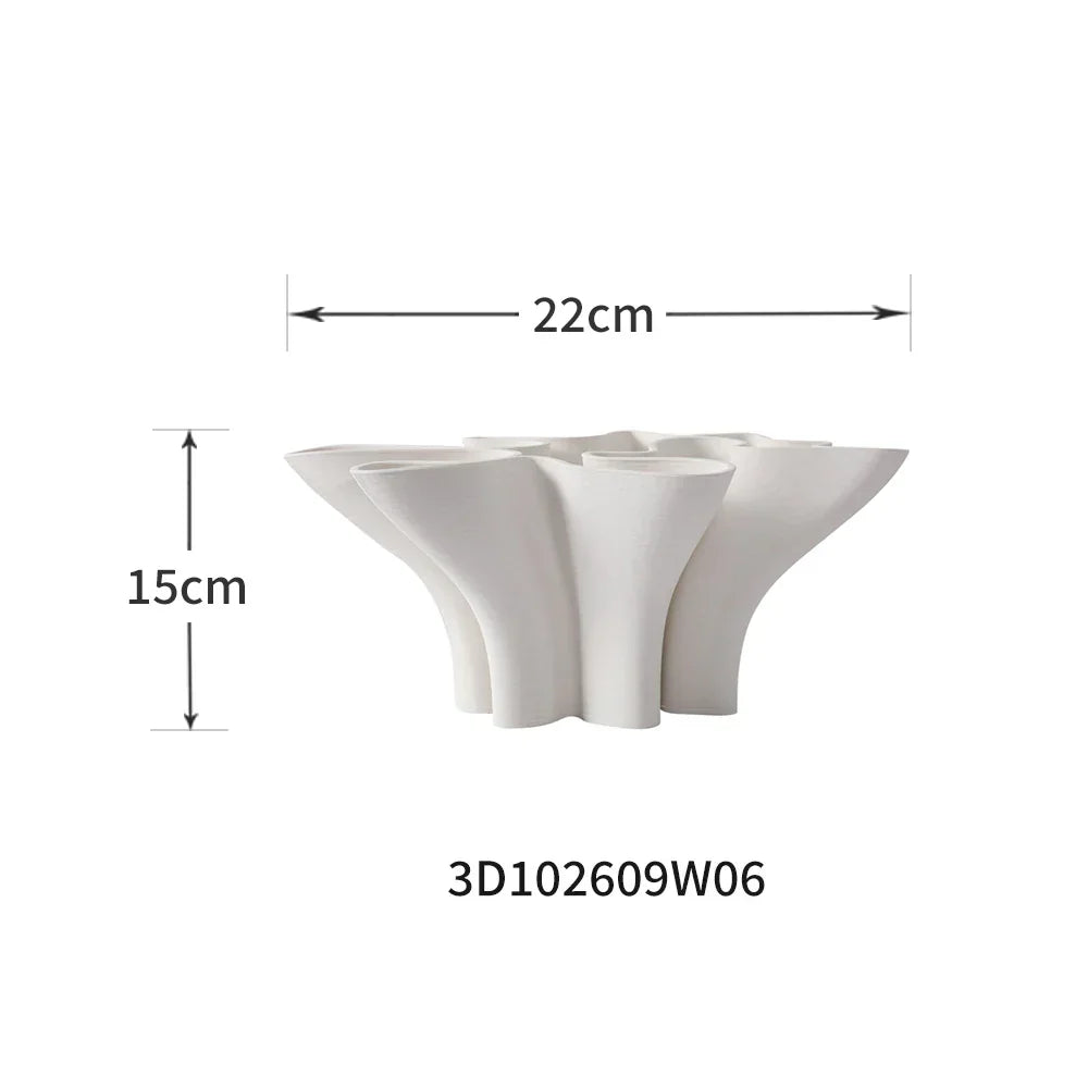 DecorBites™ Geometric Fold Ceramic Vase: Abstract Handicraft Sculpture for Home Decoration