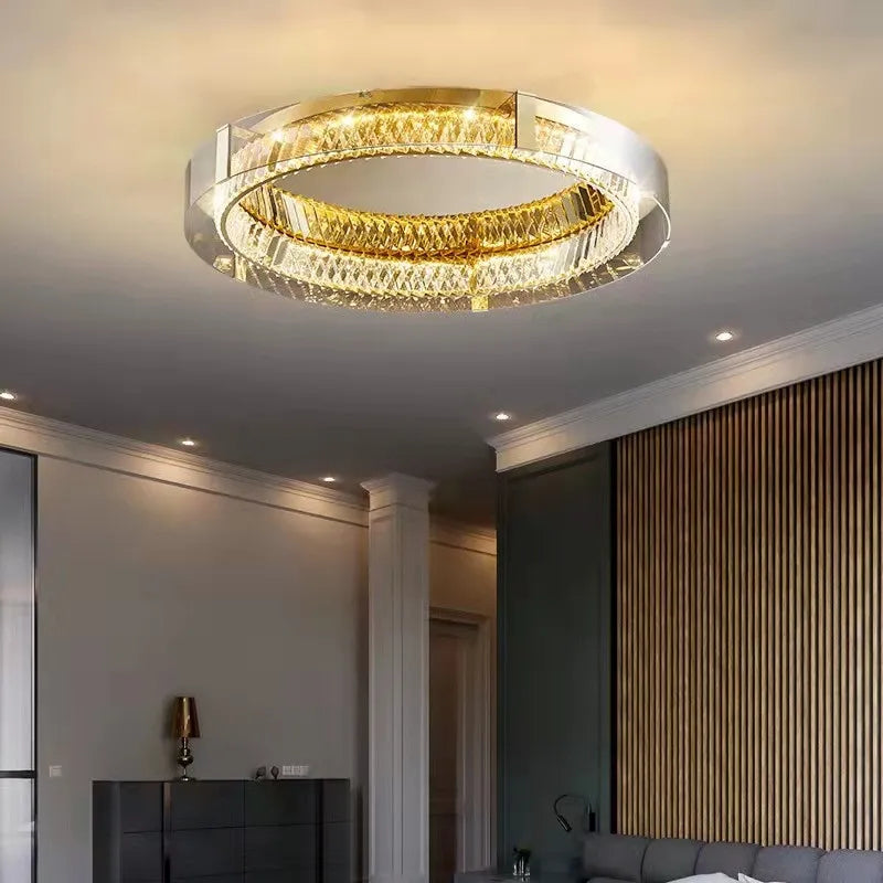DecorBites™ Crystal LED Dimmable Ceiling Lamp with Steel Body and Gray Glass